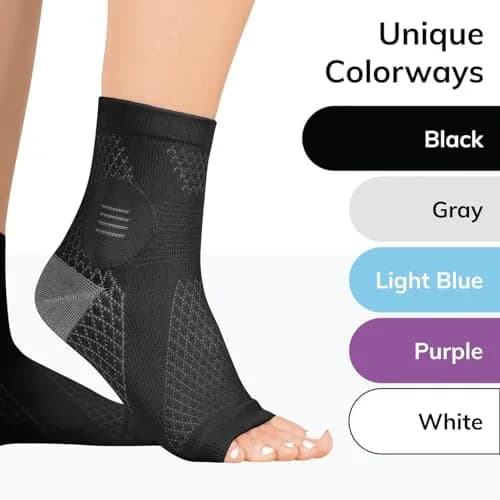 BraceAbility Neuropathy Socks (3 Pairs) - Small Black | Peripheral Compression Diabetic Toeless Foot Sleeves for Nerve Damage, Gout, Plantar Fasciitis Relief thumbnail 6