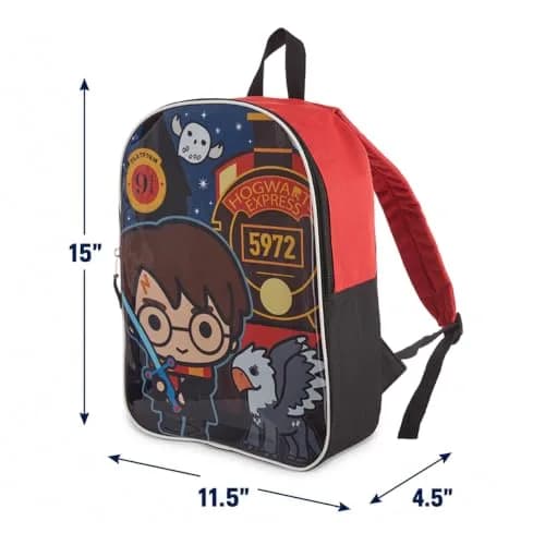 Harry Potter Backpack for Kids 15" | Hogwarts Crest & House Patches, Durable Polyester, Adjustable Straps thumbnail 4