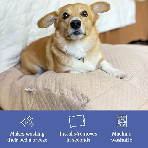 4Knines Quilted Dog Bed Cover XL | Waterproof Heavy-Duty Washable Fog thumbnail 5