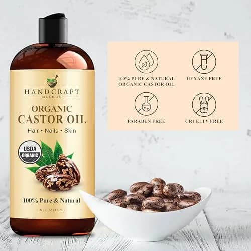 Handcraft Blends Organic Castor Oil with Pack Wrap 473ml (16 Fl Oz) | USDA Certified Pure & Natural thumbnail 4