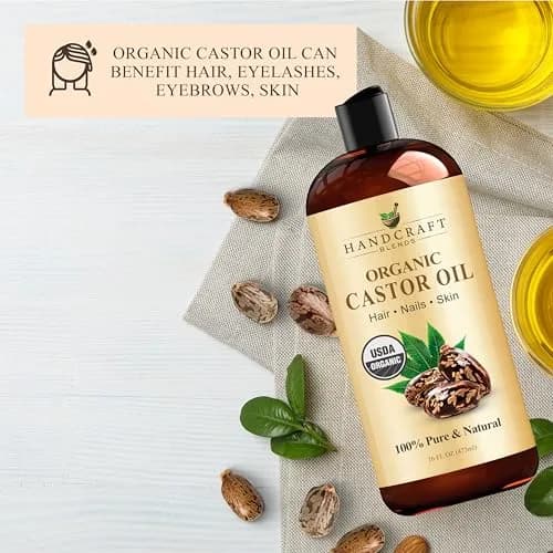 Handcraft Blends Organic Castor Oil with Pack Wrap 473ml (16 Fl Oz) | USDA Certified Pure & Natural thumbnail 5