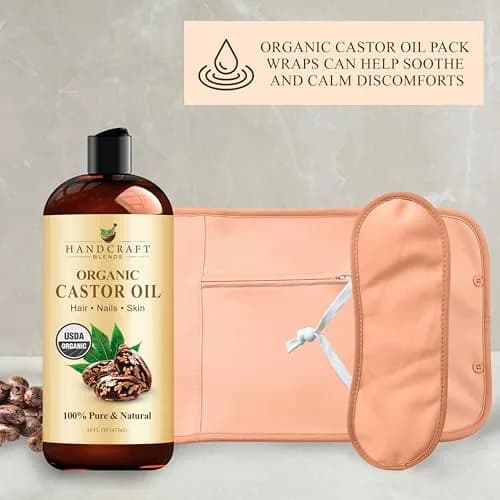 Handcraft Blends Organic Castor Oil with Pack Wrap 473ml (16 Fl Oz) | USDA Certified Pure & Natural thumbnail 6