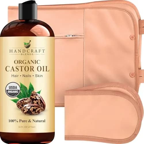 Handcraft Blends Organic Castor Oil with Pack Wrap 473ml (16 Fl Oz) | USDA Certified Pure & Natural - main product image