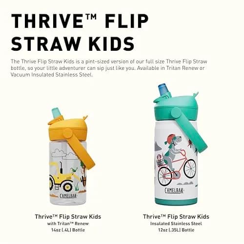 CamelBak Thrive Flip Straw Kids Water Bottle 12oz | Vacuum Insulated Stainless Steel, Leak-Proof, Biting Valve thumbnail 6