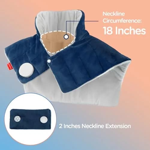 Comfytemp Weighted Heating Pad for Neck Shoulders Back 2.6lb 19"x23" Dark Blue | 9 Heat Settings & 11 Auto-Off Timers thumbnail 7