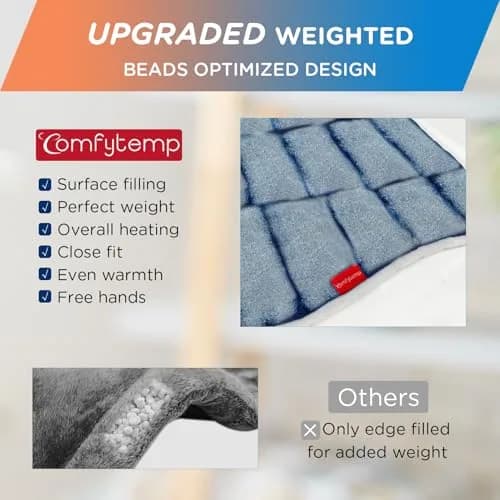 Comfytemp Weighted Heating Pad for Neck Shoulders Back 2.6lb 19"x23" Dark Blue | 9 Heat Settings & 11 Auto-Off Timers thumbnail 3