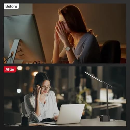 Honeywell LED Desk Lamp, Sunturalux™ Black | Eye-Care, Dimmable, USB Ports, Foldable (16.5in H, 4in dia) thumbnail 6