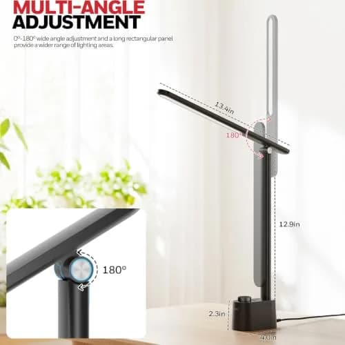 Honeywell LED Desk Lamp, Sunturalux™ Black | Eye-Care, Dimmable, USB Ports, Foldable (16.5in H, 4in dia) thumbnail 3