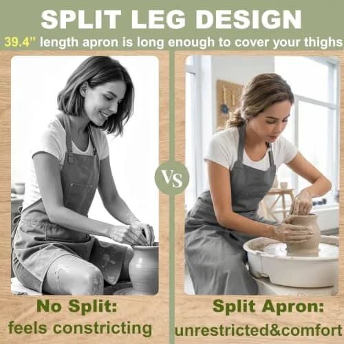 Nanxson Split Leg Pottery Apron with 3 Pockets & Adjustable Buckle, 100cm (39.37in) Length thumbnail 4