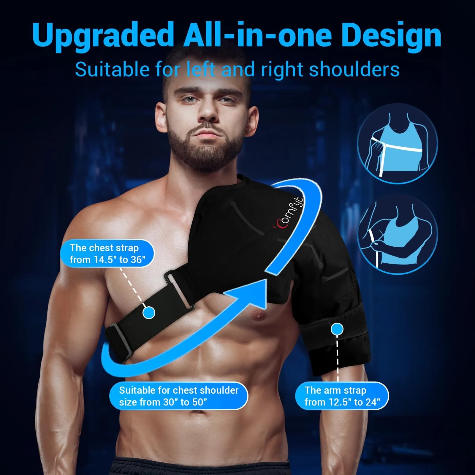 Comfytemp Black Shoulder Ice Pack Wrap for Rotator Cuff Therapy (Large/X-Large) - view 4