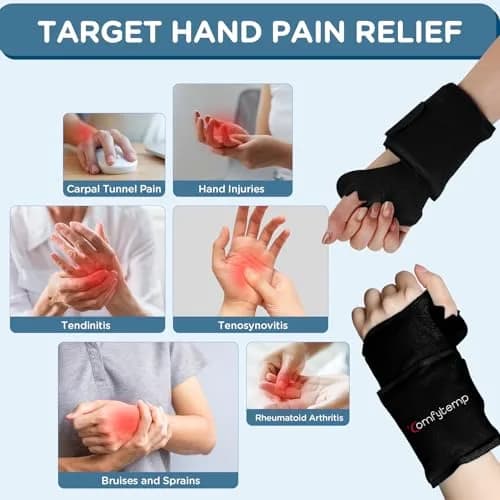 Comfytemp Wrist Ice Pack Wrap for Carpal Tunnel Relief 20"x4" Black | Reusable Gel Cold Pack for Hand & Wrist thumbnail 2
