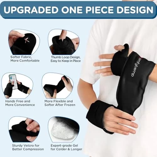 Comfytemp Wrist Ice Pack Wrap for Carpal Tunnel Relief 20"x4" Black | Reusable Gel Cold Pack for Hand & Wrist thumbnail 4