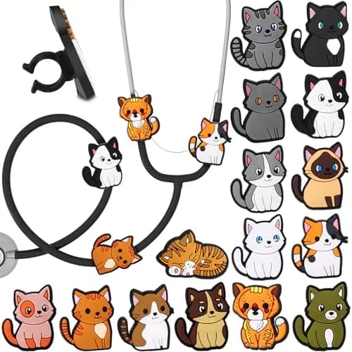 Soulchen 15 Pcs Cat Stethoscope Charm Tag for Nurse Cute and Adjustable | Fun Medical Accessory thumbnail 1