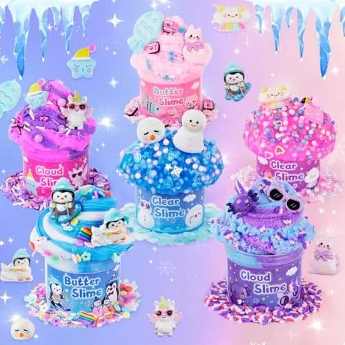 LAWOHO 6 Pack Animal Slime Kit Butter Cloud Squishy 360ml (12.17 Fl Oz) | ASTM-Tested Non-Toxic Toy thumbnail 6