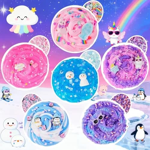 LAWOHO 6 Pack Animal Slime Kit Butter Cloud Squishy 360ml (12.17 Fl Oz) | ASTM-Tested Non-Toxic Toy thumbnail 2