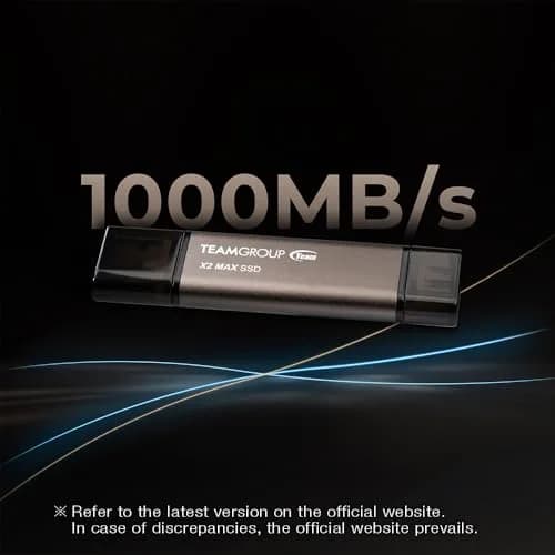 TEAMGROUP 2TB X2 MAX External SSD 1000MB/s | Titanium Color, USB 3.2 Gen2 thumbnail 4