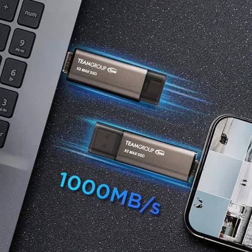 TEAMGROUP 2TB X2 MAX External SSD 1000MB/s | Titanium Color, USB 3.2 Gen2 thumbnail 5