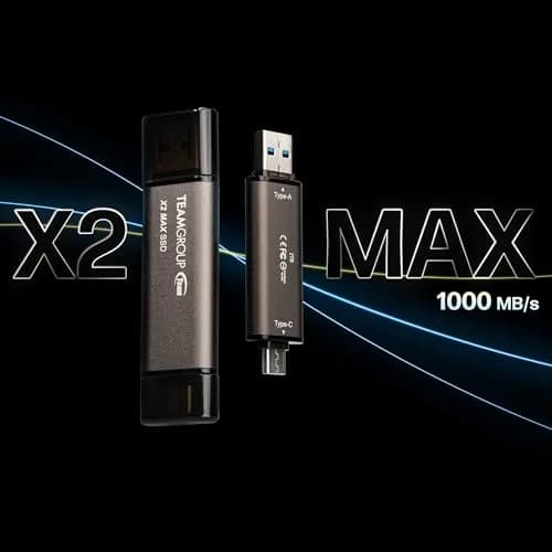 TEAMGROUP 2TB X2 MAX External SSD 1000MB/s | Titanium Color, USB 3.2 Gen2 thumbnail 3