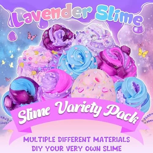 LAWOHO 6 Pack Purple Slime Kit | Butter Cloud Squishy Birthday Gift Set with Charms (360ml Total) thumbnail 6