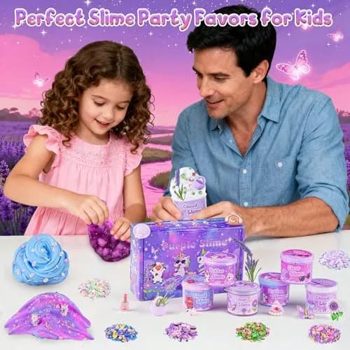 LAWOHO 6 Pack Purple Slime Kit | Butter Cloud Squishy Birthday Gift Set with Charms (360ml Total) thumbnail 7
