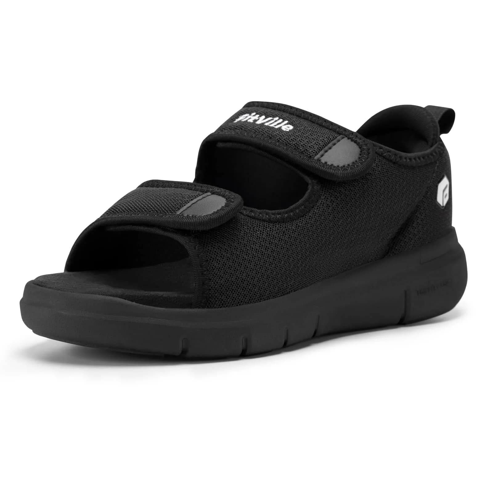 FitVille Diabetic Sandals for Men Wide Width with Arch Support, Men Diabetic Sandals Adjustable (Black, 10.5W) — Black