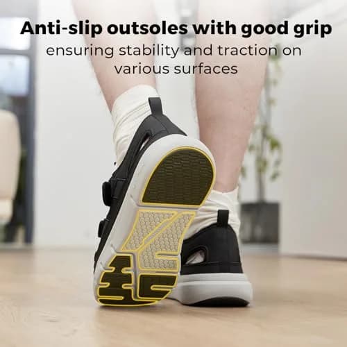 FitVille Diabetic Sandals for Men Wide Width with Arch Support Comfortable Mens Diabetic Sandals Fully Adjustable Straps Lightweight Black thumbnail 5