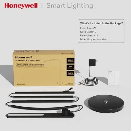 Honeywell LED Floor Lamp Dimmable Gooseneck 77" | Eye-Caring, Stepless Dimming, Modern Design thumbnail 7