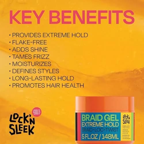LOCK'N SLEEK Braid Gel 15oz Extreme Hold Flake-Free Edge Control for Locs | Humidity & Frizz Fighter thumbnail 4