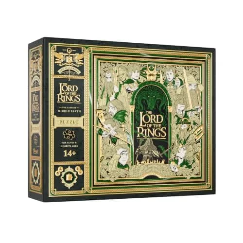 theory11 Lord of the Rings Jigsaw Puzzle - 1,000 Piece | Middle-earth Artwork with Gold & Green Foil (9.75 in x 8 in) thumbnail 1