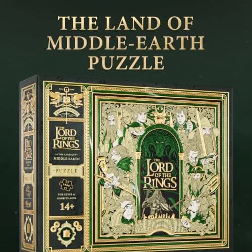 theory11 Lord of the Rings Jigsaw Puzzle - 1,000 Piece | Middle-earth Artwork with Gold & Green Foil (9.75 in x 8 in) thumbnail 2