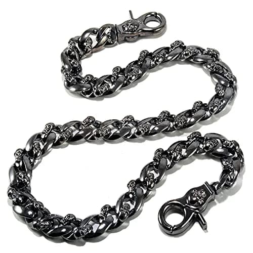 Double K Wallet Chain 22" Black Skull Symbol | Heavy Chrome Steel Accessory thumbnail 1