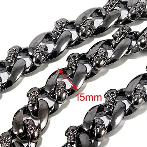 Double K Wallet Chain 22" Black Skull Symbol | Heavy Chrome Steel Accessory thumbnail 5