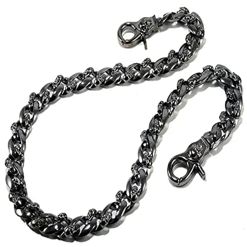 Double K Wallet Chain 22" Black Skull Symbol | Heavy Chrome Steel Accessory thumbnail 2