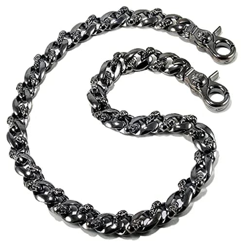 Double K Wallet Chain 22" Black Skull Symbol | Heavy Chrome Steel Accessory thumbnail 3