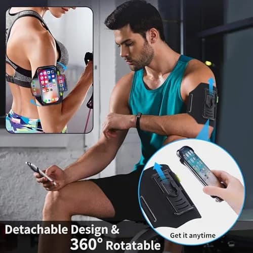 newppon Detachable & 360° Rotatable Armband with Reflective Strap & Zipper Pocket for iPhone 16 & Samsung Galaxy in India thumbnail 4