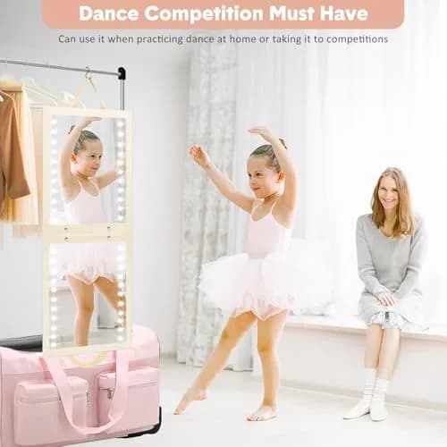 Fabuday Lighted Foldable Hanging Dance Mirror 31.5cm (12.3" L x 11.5" W) | Unbreakable Acrylic with Adjustable LED Lights thumbnail 4