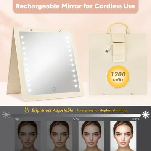 Fabuday Lighted Foldable Hanging Dance Mirror 31.5cm (12.3" L x 11.5" W) | Unbreakable Acrylic with Adjustable LED Lights thumbnail 6