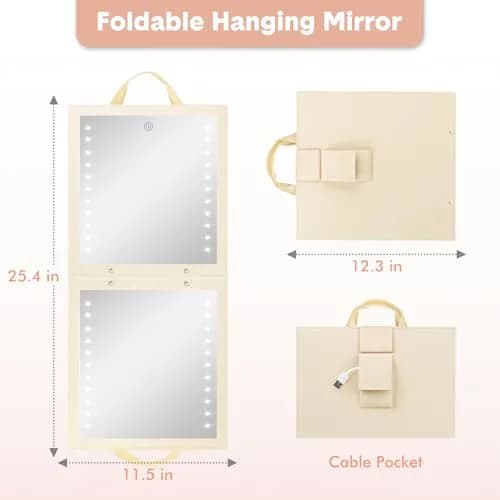 Fabuday Lighted Foldable Hanging Dance Mirror 31.5cm (12.3" L x 11.5" W) | Unbreakable Acrylic with Adjustable LED Lights thumbnail 7
