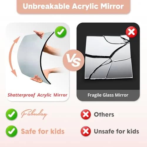 Fabuday Lighted Foldable Hanging Dance Mirror 31.5cm (12.3" L x 11.5" W) | Unbreakable Acrylic with Adjustable LED Lights thumbnail 2