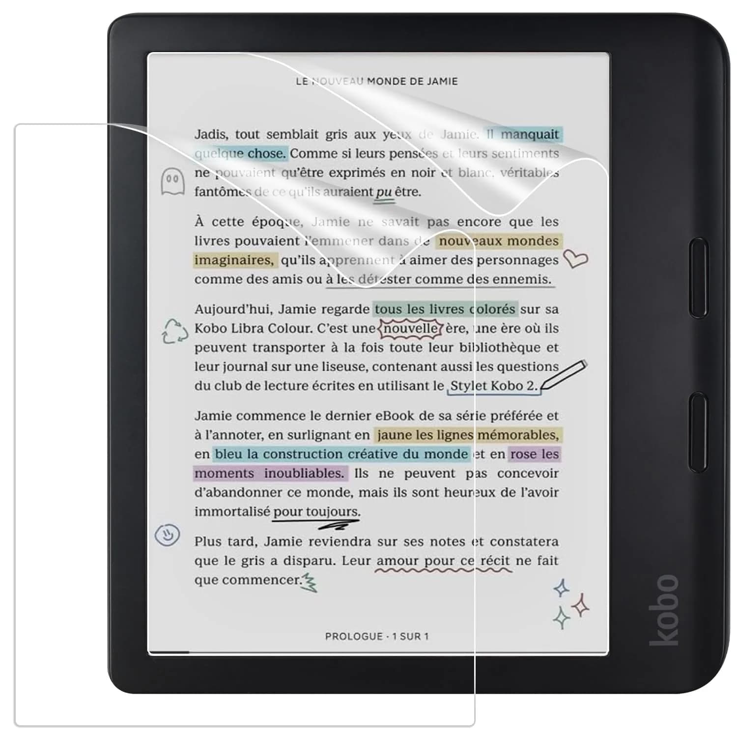 Caweet Screen Protector for Kobo Libra Colour 7" | Anti-Glare Matte Cover (70-120c) — 7 inches