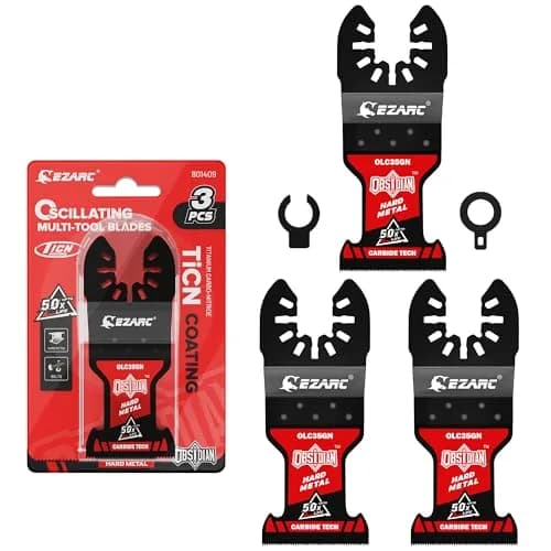 EZARC Obsidian Carbide Oscillating Saw Blades for Hard Metal | 3-Pack, Titanium Coated, 50x Longer Life thumbnail 1