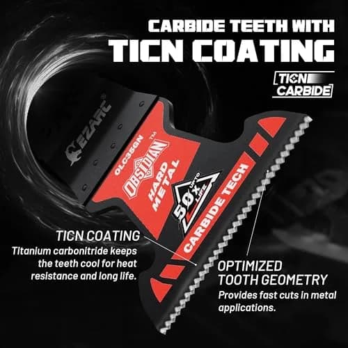 EZARC Obsidian Carbide Oscillating Saw Blades for Hard Metal | 3-Pack, Titanium Coated, 50x Longer Life thumbnail 2