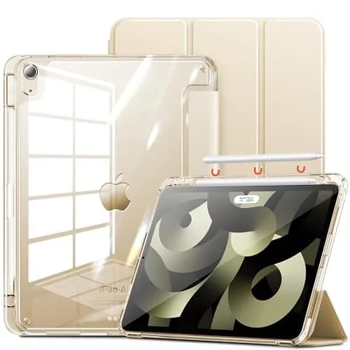 INFILAND Compatible with iPad Air 11 Inch Case M4/M3/M2 (2026/2025/2024), iPad Air 5th/4th Gen Cover with Pencil Holder, Crystal Clear Slim Back thumbnail 1