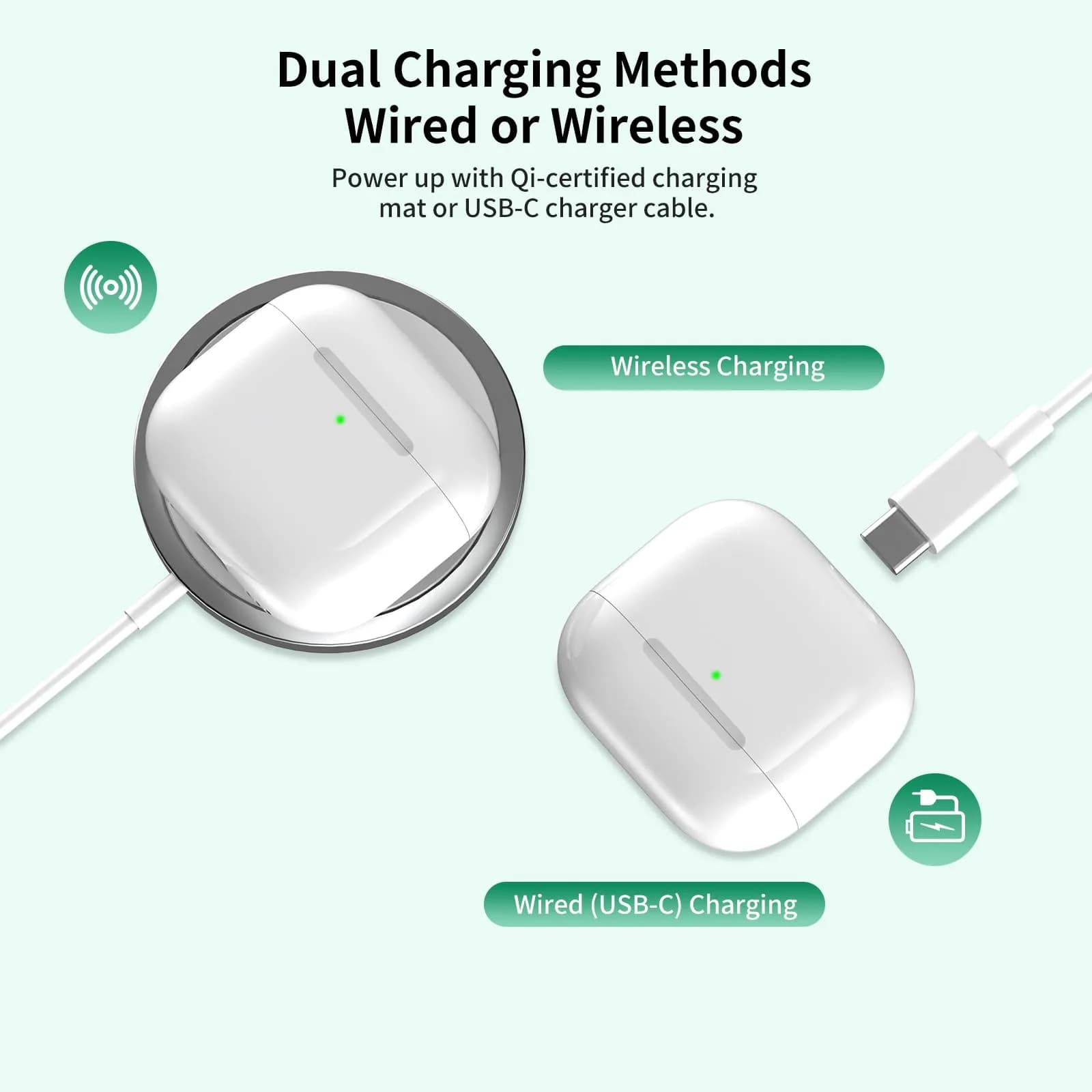 Donatof Wireless Charging Case for AirPods 4th Generation, USB-C Port Replacement, 680mAh Battery | White - view 6