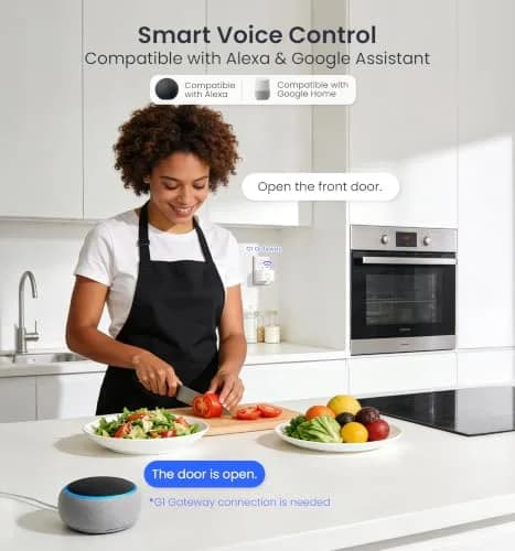 Veise VE017 Fingerprint Smart Door Lock with App Control, Satin Nickel, 1.02 kg (2.25 lb) thumbnail 9