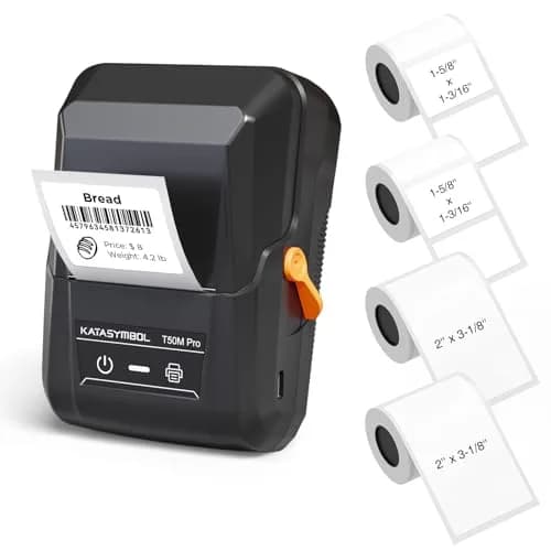 SUPVAN T50M Pro Bluetooth Label Maker Machine with 4 Tapes, Black | Wide Waterproof Labels, 203 DPI, App Control thumbnail 1