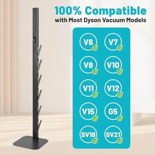 Kukikan Metal Vacuum Stand Holder for Dyson V8-V15, Gen5 | 47.8 inch (121.4 cm) Floor Docking Station with 6 Hooks thumbnail 4