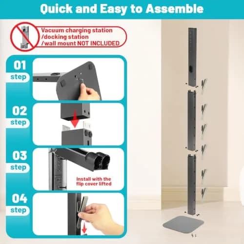 Kukikan Metal Vacuum Stand Holder for Dyson V8-V15, Gen5 | 47.8 inch (121.4 cm) Floor Docking Station with 6 Hooks thumbnail 3