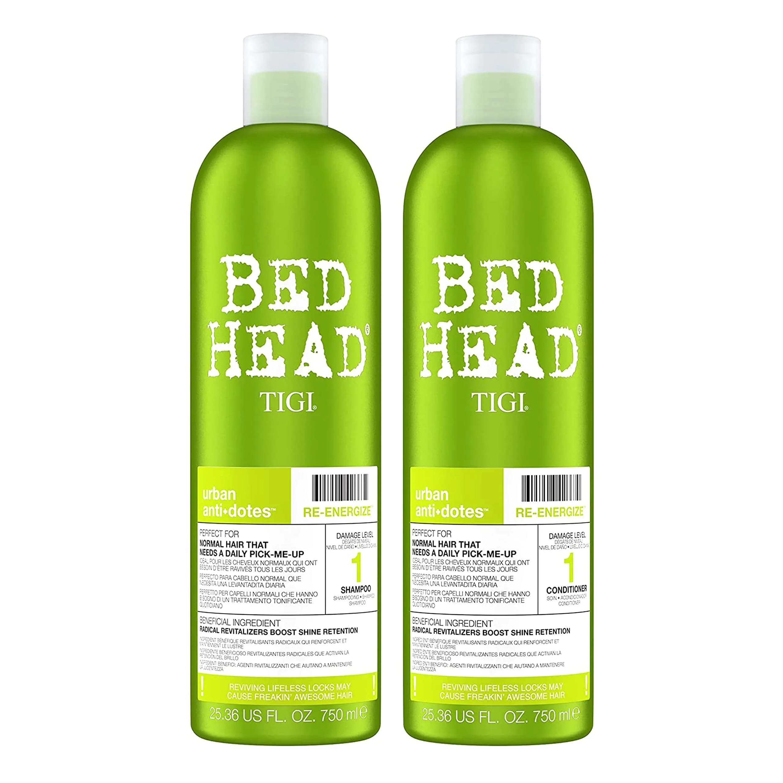 Bed Head by TIGI Re-Energize Daily Shampoo and Conditioner Set 750ml (25.36 Fl Oz) Each | Hydrates & Revives Stressed Hair - view 2
