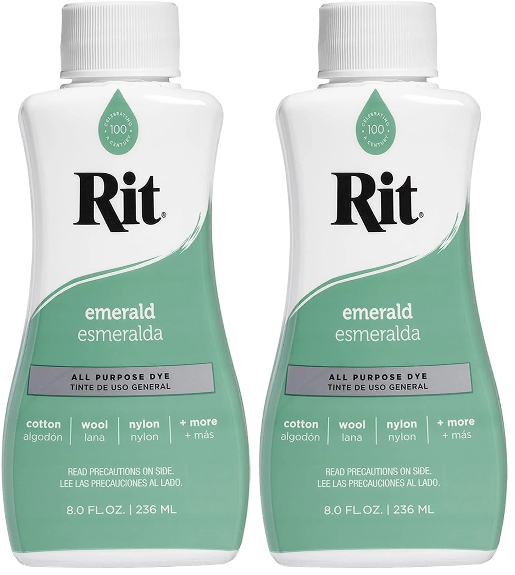 Rit Liquid Fabric Dye - Emerald Green, Pack of 2 | Vibrant Color for Cotton, Linen, Silk, Wool - main product image